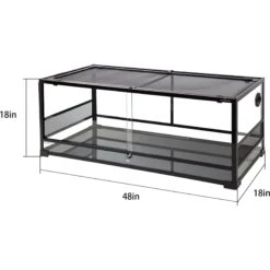 REPTI ZOO Glass Reptile Terrarium Sliding Doors With Screen Ventilation, Black -Pet Supplies Store 223443 PT2. AC SS1800 V1583337822