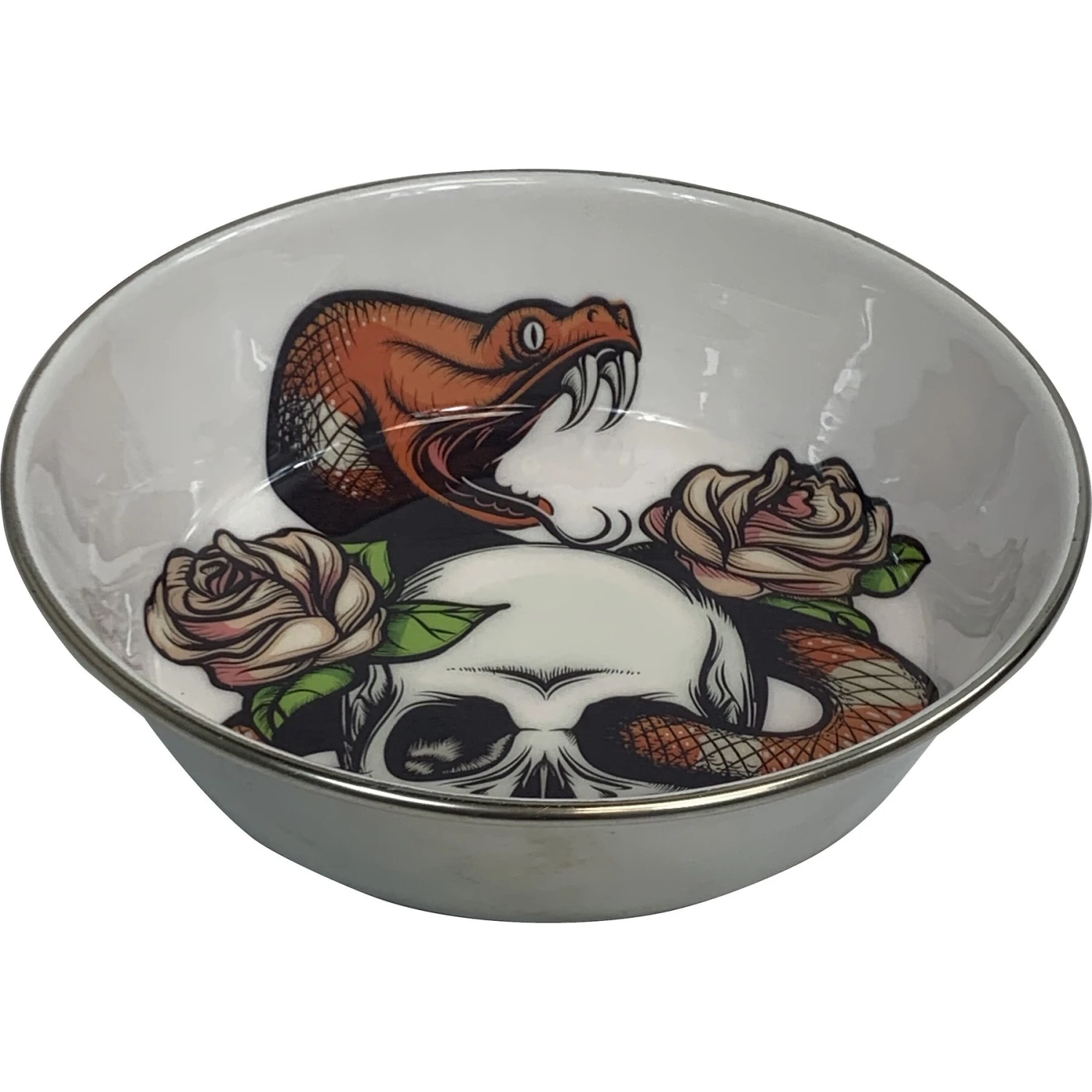 Komodo Skull & Snake Stainless Steel Reptile Bowl 4 Komodo Skull & Snake Stainless Steel Reptile Bowl - Image 2