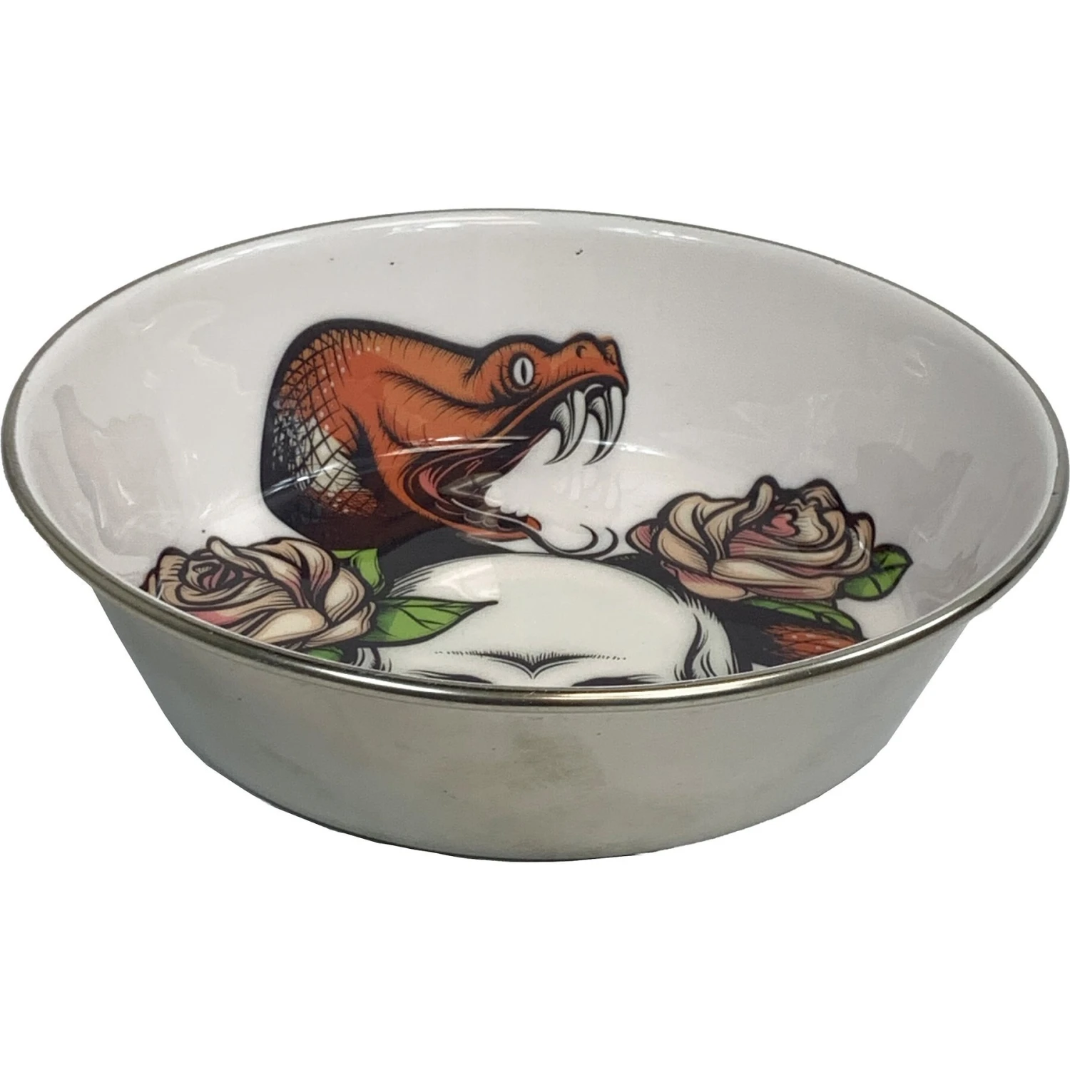Komodo Skull & Snake Stainless Steel Reptile Bowl 5 Komodo Skull & Snake Stainless Steel Reptile Bowl - Image 3