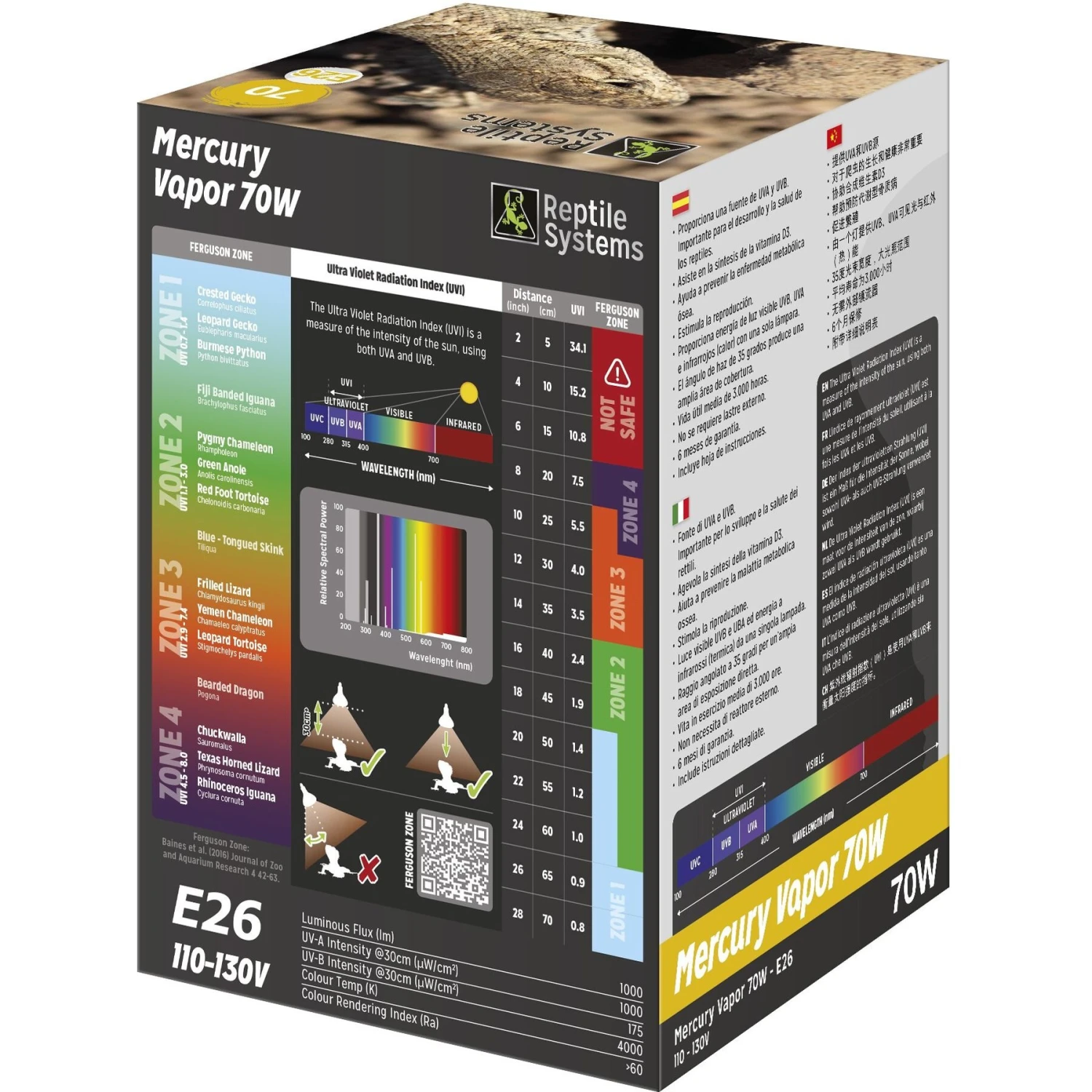 Reptile Systems Mercury Vapor D3 UV Reptile Basking Lamp, 3 Count 4 Reptile Systems Mercury Vapor D3 UV Reptile Basking Lamp, 3 Count - Image 2