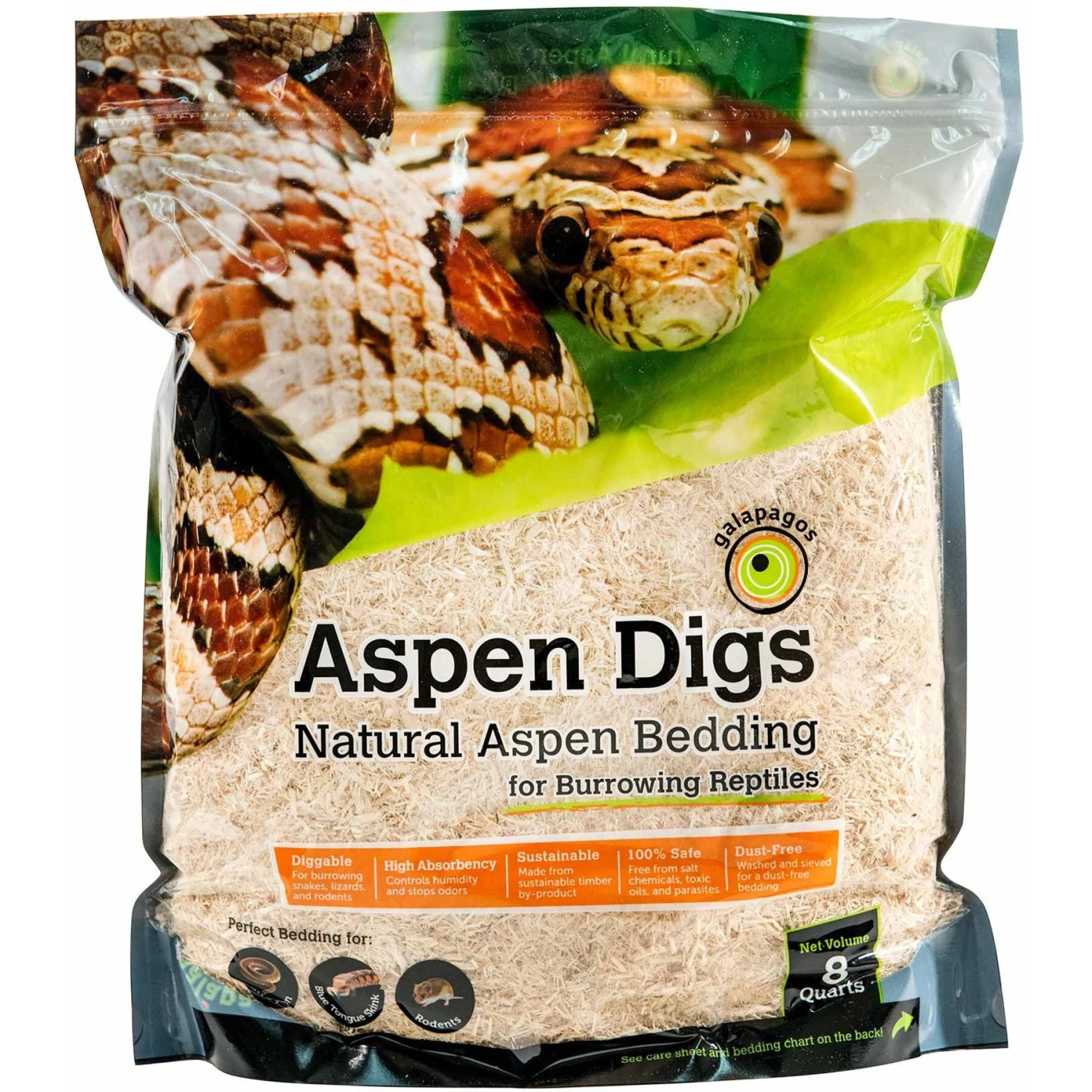 Galapagos Aspen Digs Natural Aspen Reptile Terrarium Bedding, 8-qt Bag 3 Galapagos Aspen Digs Natural Aspen Reptile Terrarium Bedding, 8-qt Bag