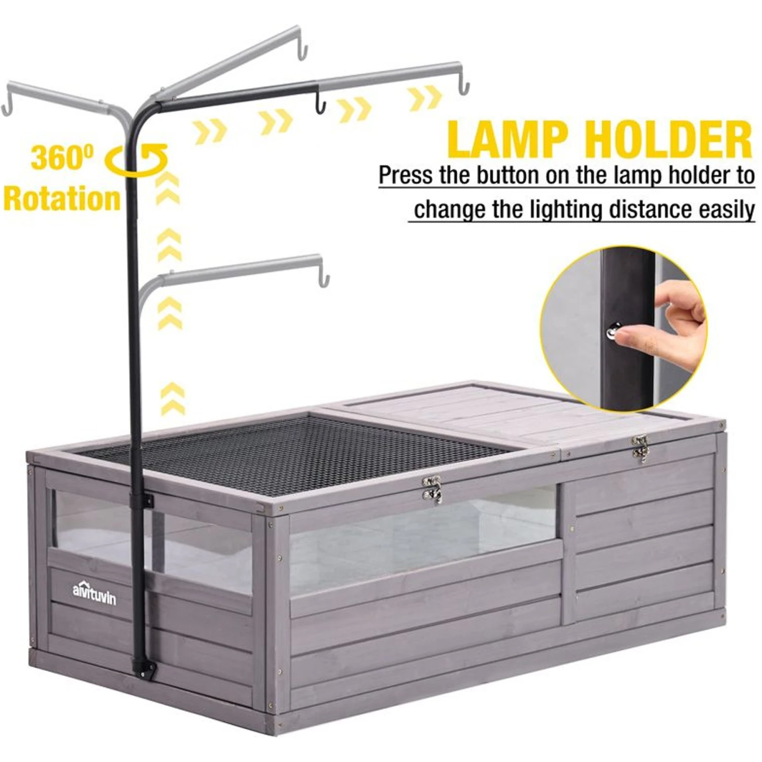 Aivituvin 12.4-in Indoor & Outdoor Wood Tortoise House 5 Aivituvin 12.4-in Indoor & Outdoor Wood Tortoise House - Image 3