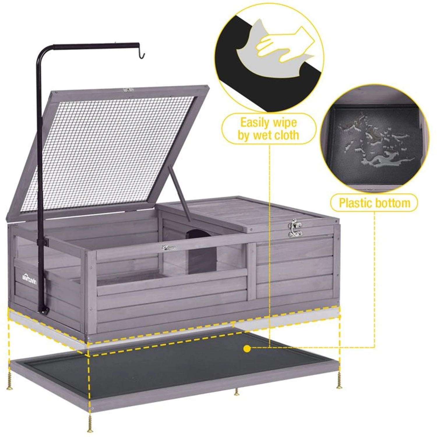 Aivituvin 12.4-in Indoor & Outdoor Wood Tortoise House 7 Aivituvin 12.4-in Indoor & Outdoor Wood Tortoise House - Image 5