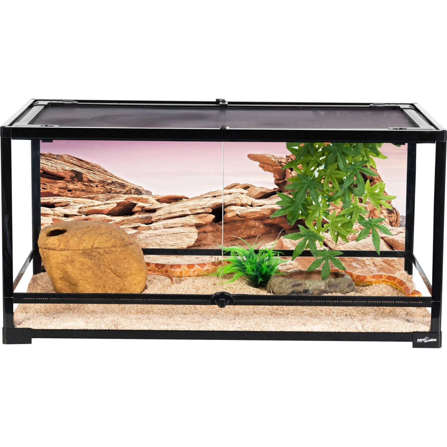 REPTI ZOO Front Double Hinge Door With PVC Background Reptile Glass Terrarium Tank, 50-gal 3 REPTI ZOO Front Double Hinge Door With PVC Background Reptile Glass Terrarium Tank, 50-gal
