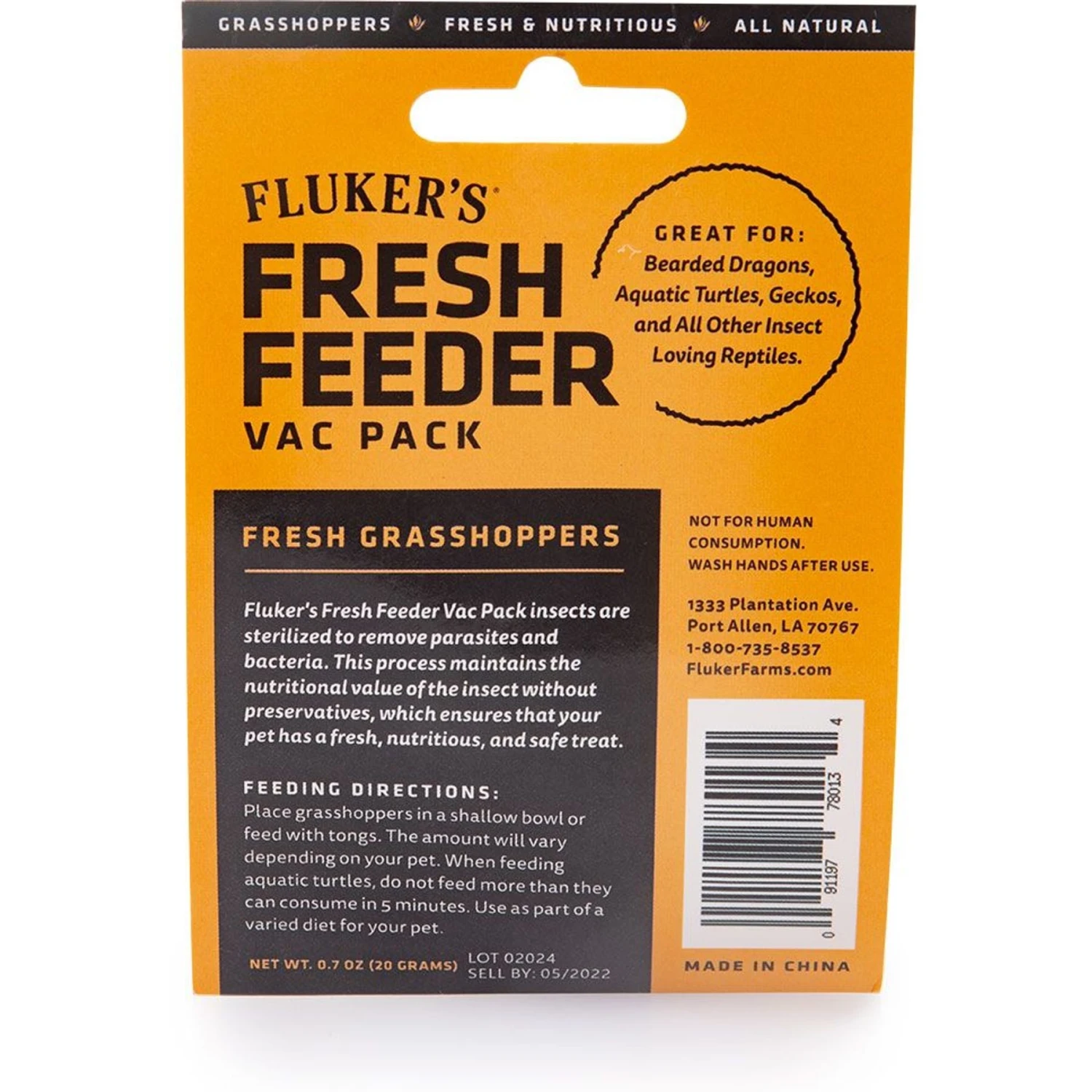 Fluker's Fresh Feeder Vac Pack Grasshoppers Reptile Food, 0.7-oz Bag 4 Fluker's Fresh Feeder Vac Pack Grasshoppers Reptile Food, 0.7-oz Bag - Image 2