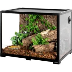 OiiBO Tempered Glass Reptile Terrarium, Black