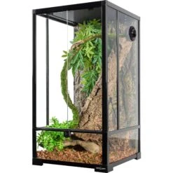 REPTI ZOO 3 In 1 Reptile Tall Terrarium Habitat, Black, 33-gal