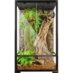REPTI ZOO 33-gal Full Tempered Glass Reptile Terrarium Habitat, Black