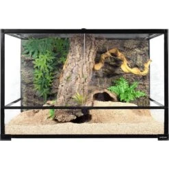 REPTI ZOO 90-gal Full Tempered Glass Reptile Terrarium With Double Swing Doors Reptile Habitat, Black